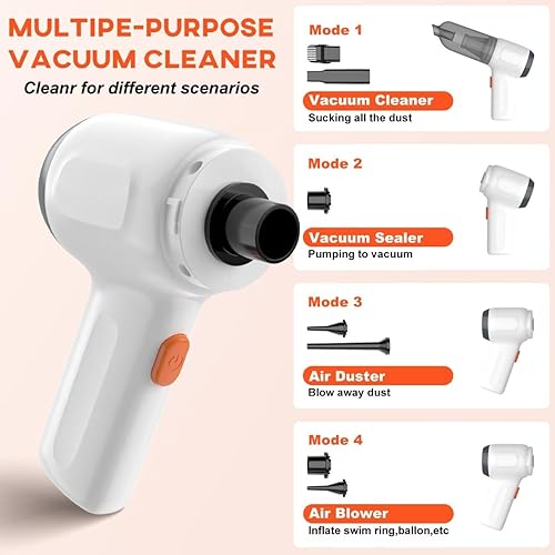 Miniatura 3 de Mini aspiradora de automóvil, aspiradora de mano pequeña portátil inalámbrica 3 en 1 y soplador de aire y bomba de mano, aspiradora de mano
