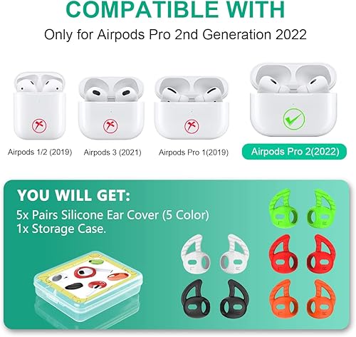 Miniatura 2 de 5 pares Ganchos de silicona para los oídos AirPods Pro 2, gancho para la oreja antideslizante AirPods Pro 2 accesorios compatibles con AirPods Pro