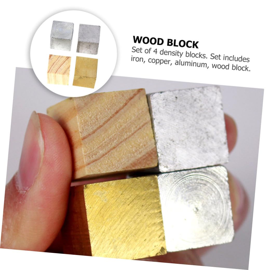 Bloques de Densidad de Cobre y Madera, Conjunto de 4 Prismas para Estudios de Física y Química en Secundaria