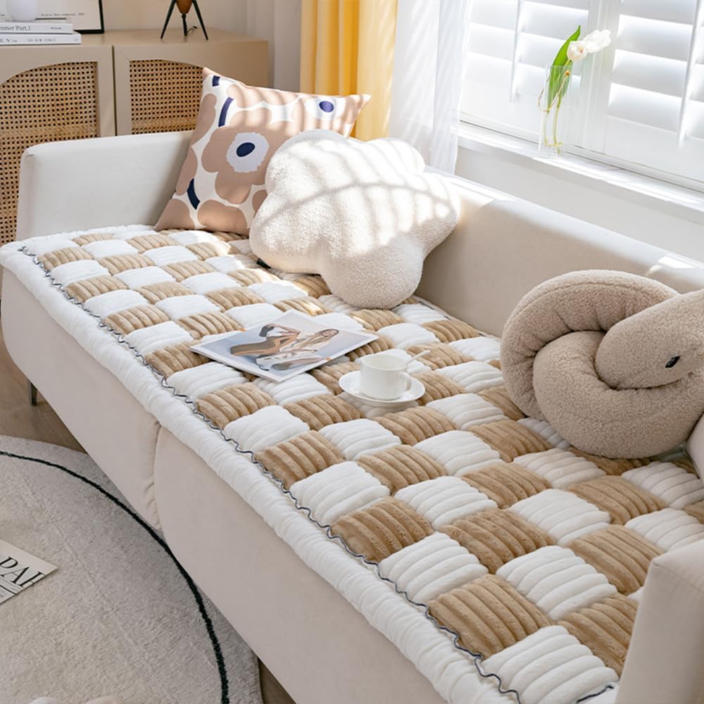 Couch Cover for Dogs Washable, Sofa Cover Protector, Couch Covers for 3 Cushion Couch Sofa Pet Friendly, Soft, Non Slip (27.6 x 82.7 Inch, Light Brown)