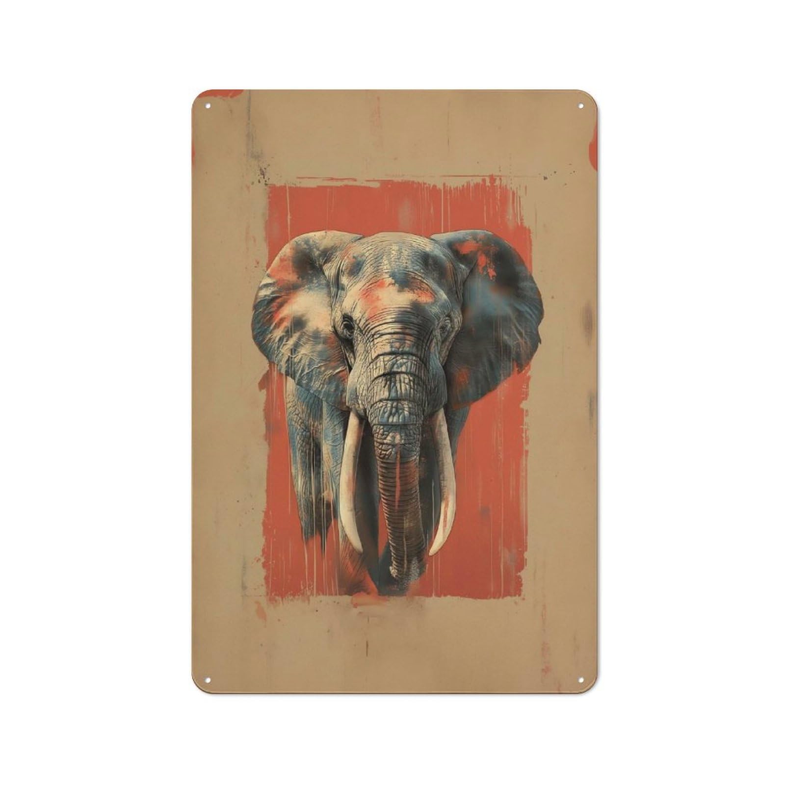 Junmoney Elephant Animal Vintage Tin Sign With Design 30X20cm, Garage Style Garage Wall Decor For Garage, Hobby Room, Office Or Man Cave