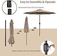 Vista 5 de HAPPYGRILL Sombrilla de patio de 9 pies para exteriores, sombrilla de mesa ajustable con inclinación y manivela