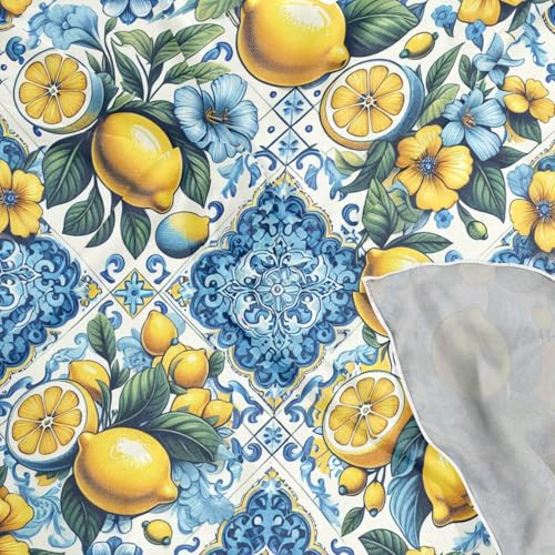 Watercolor Lemon Tile Silk Scarf Women's Fashion Square Satin Headscarf Neck Scarf Head Hair Wraps 23.6 Inches4