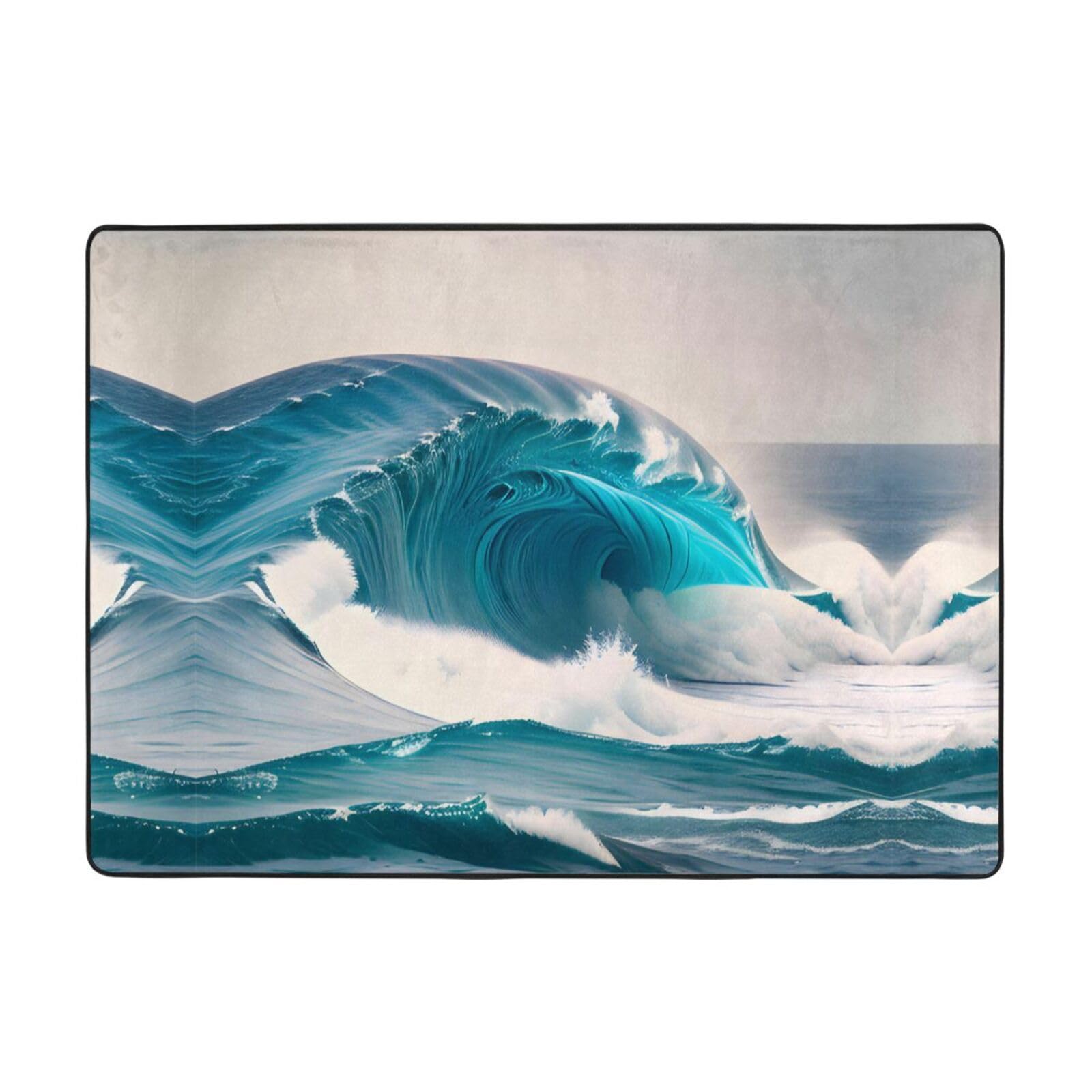Tapis en flanelle vagues bleues pour créer un cocon dans la chambre