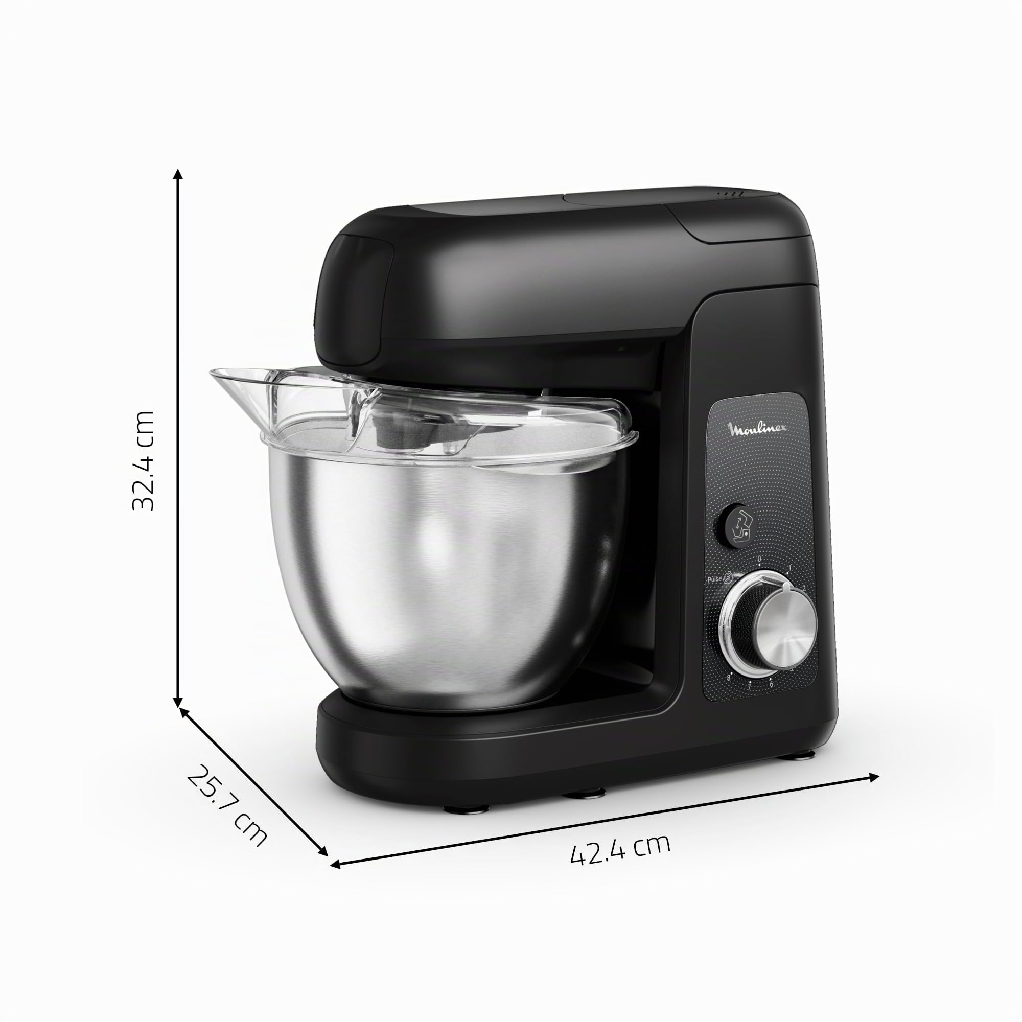 Moulinex Bake Partner, robot pasticcere, 1100 W, prestazioni sostenibili, kit accessori BakeGood, movimento planetario QA522810, nero Glama