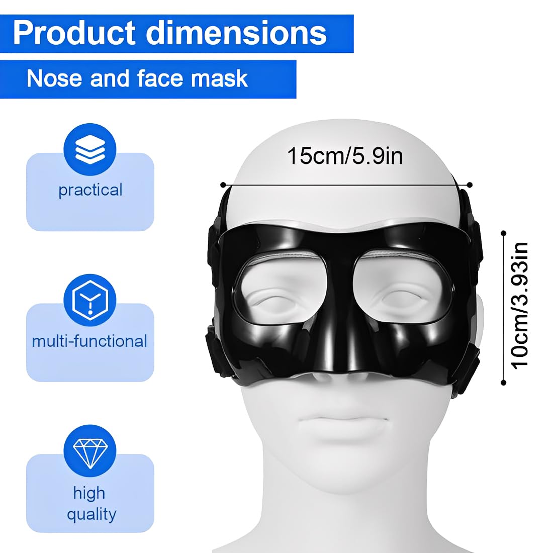 Protección para nariz rota, máscara protectora para nariz, visera ajustable, protección facial, máscara para entrenamiento deportivo, protección para nariz para adultos y adolescentes