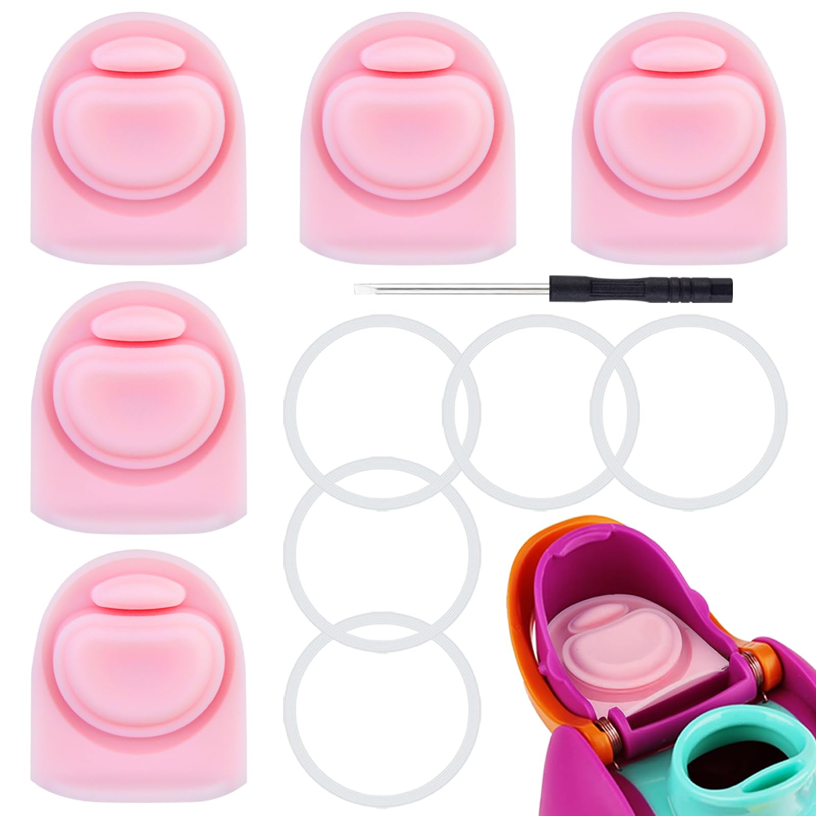 ZUGHXMS 5 Sets Replacement Rubber Stopper and O Ring Gasket Compatible with Owala FreeSip 24oz 32oz,Water Bottle Lid Insert Cap Silicone Seal Parts for Owala 16/19/24/32/40oz Mouthpiece Accessories H3