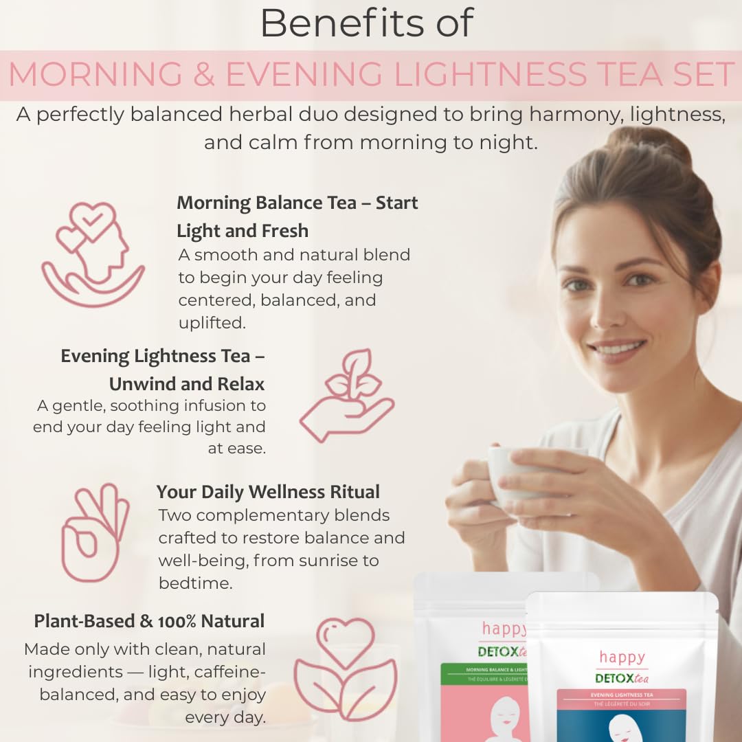 Happy Detox Tea - Thé et Infusion Detox Cure Minceur - 28 Sachets de 3 grammes - Cure de 14 jours