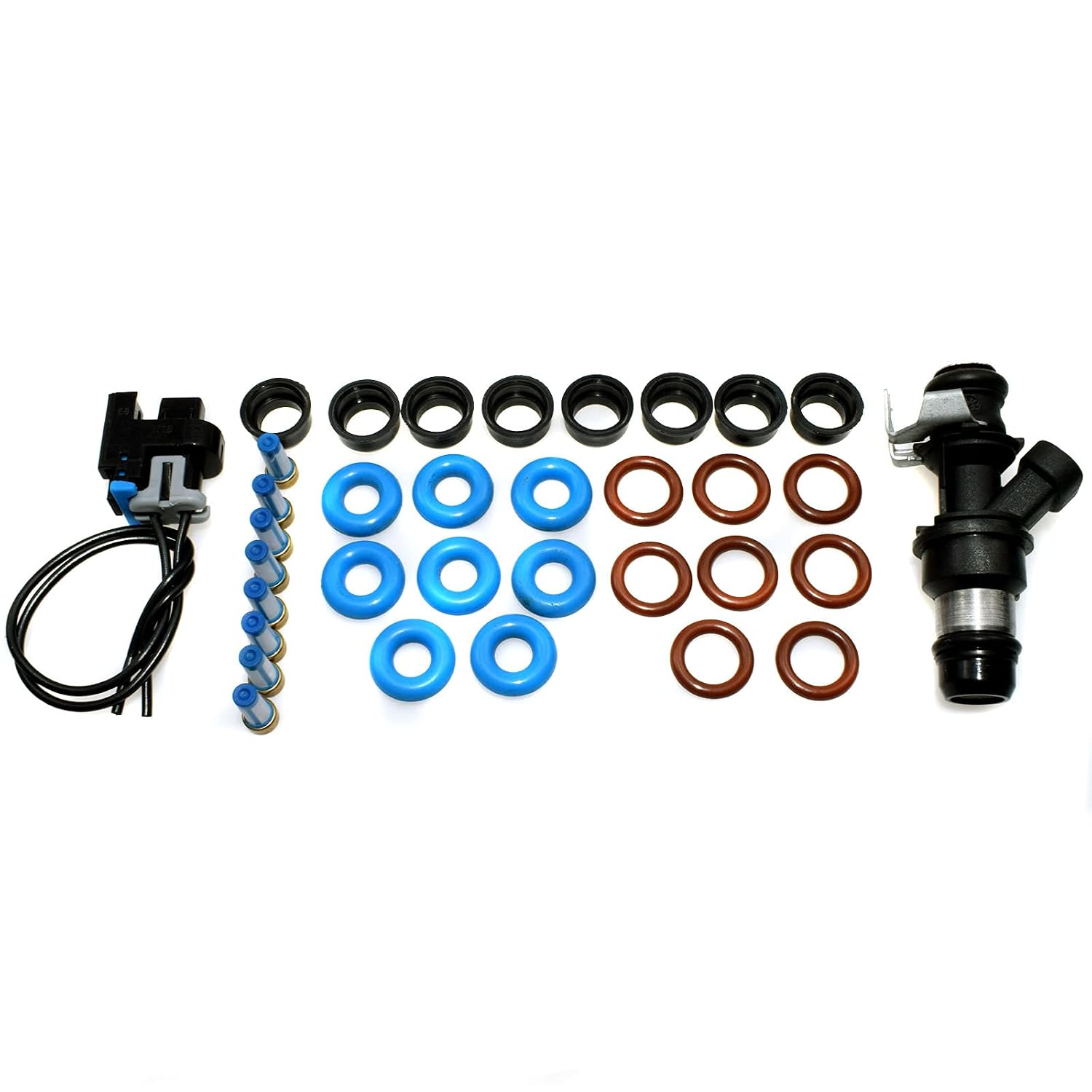 Fuel Injector W/Repair KIT O-Rings Filters PINTEL CAPS W/Connector 25317628