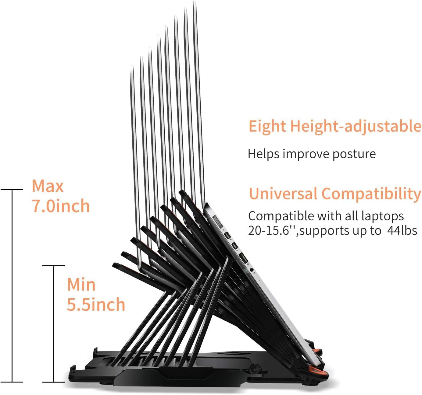 STRIFF Laptop Tabletop Stand, Adjustable Laptop Computer Stand, Multi-Angle, Portable Foldable Laptop Riser Notebook Holder Compatible for 9 to 15.6 Laptops (Black) 29 615h31h44rL. SL1384