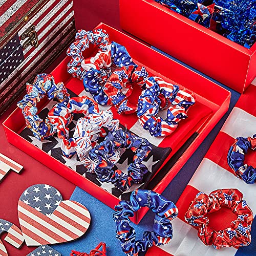 24 Pieces Patriotic Hair Scrunchie Independence Day Scrunchies American Flag Star Heart Hair Scrunchies 4Th Of July Scrunchies Elastic Hair Band Tie For Women Girls Hair Accessories Hair Ties #TOP3