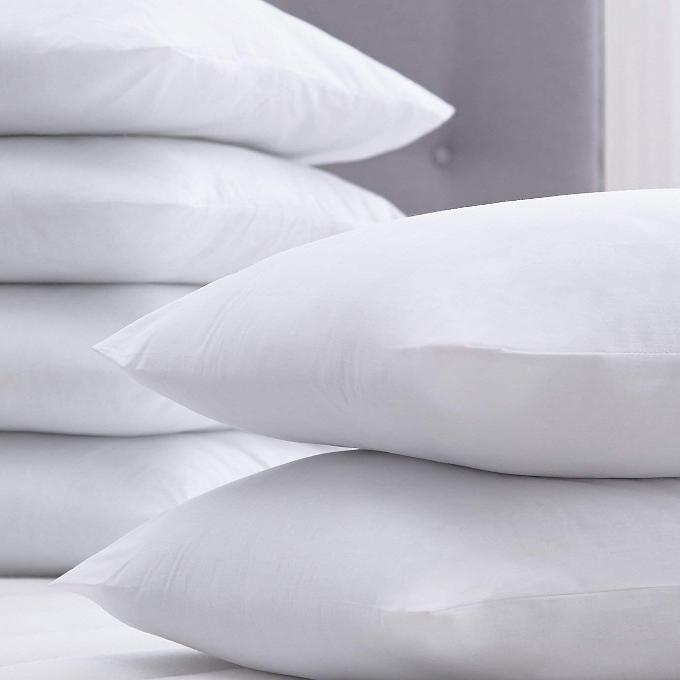 mFabrics Pack of 6 Bounce Back Pillows - Hollow Fibre Filled Medium Firm White Pillows - Standard UK Size (50 x 75 cm)
