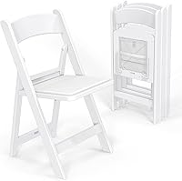 VINGLI 4-Pack Resin Folding Chairs with Padded Cushions - Durable, Comfortable Foldable Seats for Indoor Outdoor Events, White