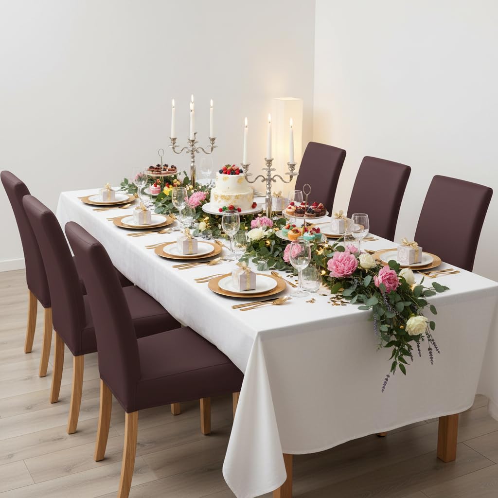 impermeabile in pelle sintetica PU elasticizzato sedia da pranzo sedia per proteggere Slipcover (Marrone)