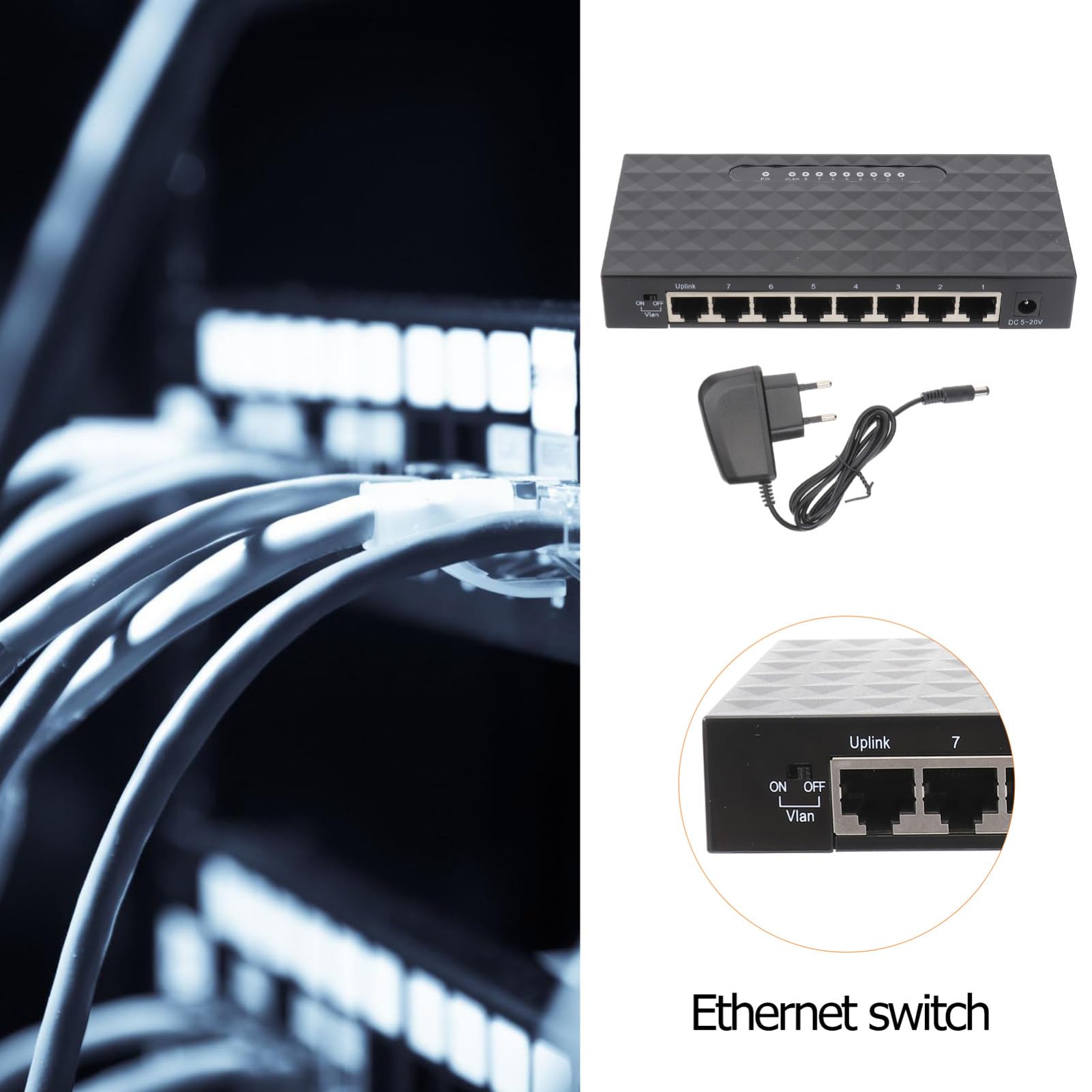 Uonlytech 1pezzi Splitter di Rete Ethernet Porte Adattatore LAN da Mbps per Desktop Splitter di Rete Compatibile con Dispositivi Mbps