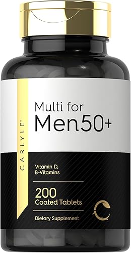 Carlyle Multivitamínico para hombres mayores de 50 años | 200 unidades | con vitaminas B, vitamina D, magnesio y zinc | Suplemento sin gluten