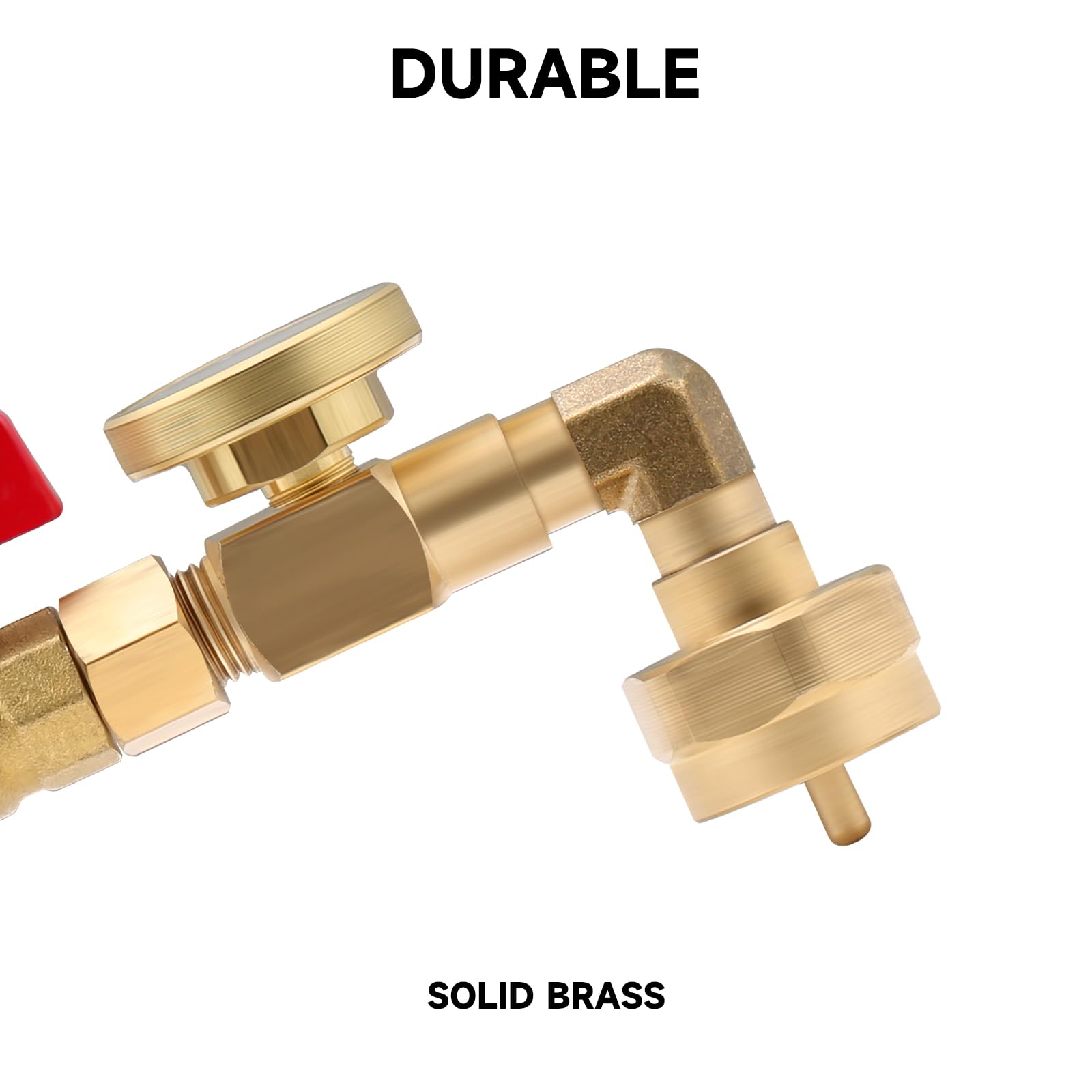 Adaptador de propano de 1 libra a 20 libras, adaptador de codo de repuesto de propano QCC1 con medidor y válvula de control de encendido y apagado para tanque de propano de 1 libra para