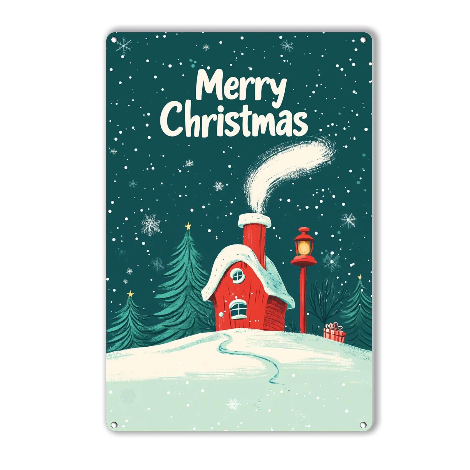Anceky Merry Christmas Metal Tin Sign Retro Signs Wall Decor for Home Kitchen Yard Outdoor Cafe 12×16 Inch