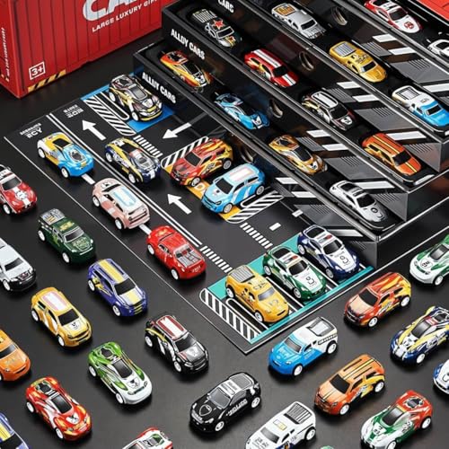 Image of 48PCS Die Cast Pull Back Cars,Metal Toy Cars,Bulk,Unisex,Non-Riding Toy Vehicle,Ideal for Boosting Vocabulary,Coordination,and Imagination,Safety Test Approved,Multi Color