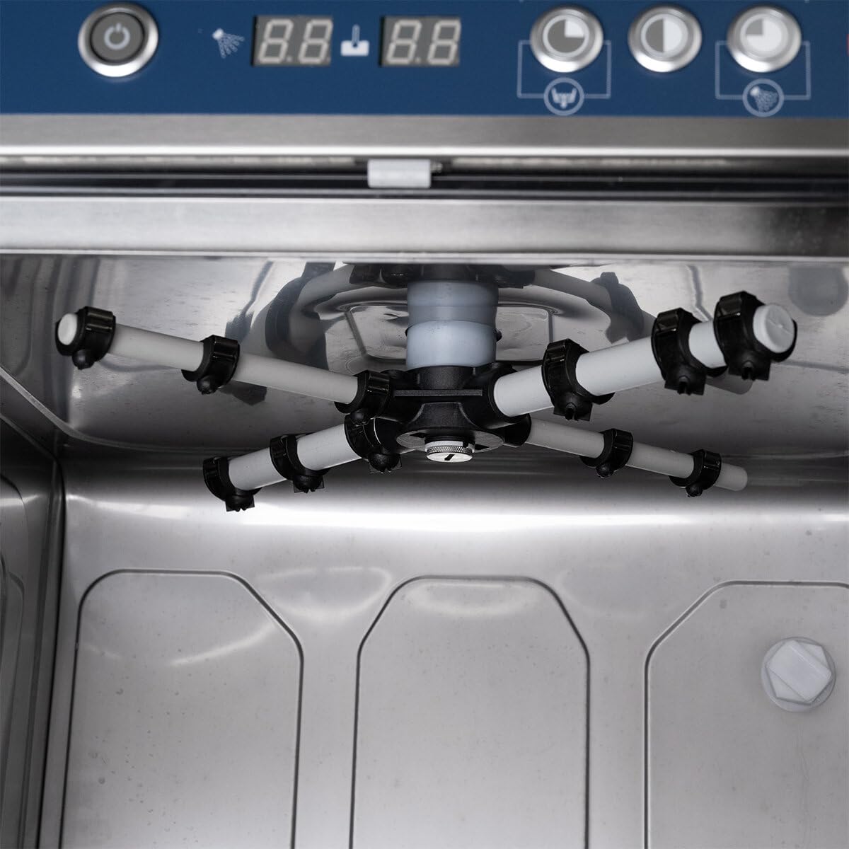 GastroHero Gläserspülmaschine, 40x40 cm, 230 V, Edelstahl PROFI-GLSM40SL | 30 Körbe/Stunde, mit Ablaufpumpe, Reiniger- & Klarspüldosierer, Made in Europe, 270 mm Einschubhöhe, 3 variable Spülprogramme