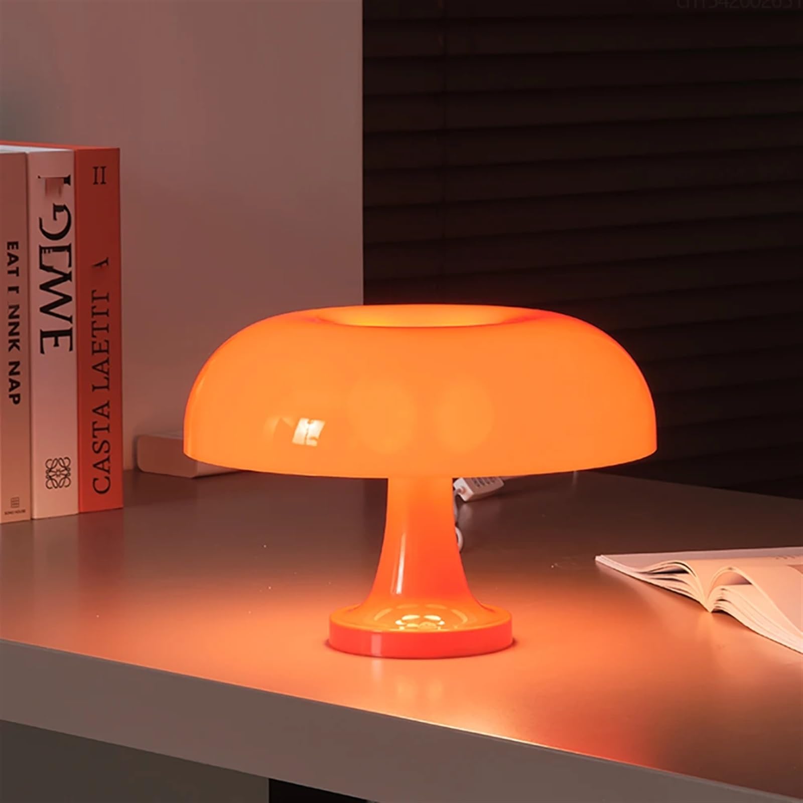 Oranje Bedlamp Voor Nachtkastje In De Slaapkamer, Retro Paddenstoel Tafellamp Met 3 Lichtkleuren Ledlamp Bureaulamp Voor Leeskamer Kantoor Slaapzaal Decoratie Bar Decoratie Tafellamp Leeslamp