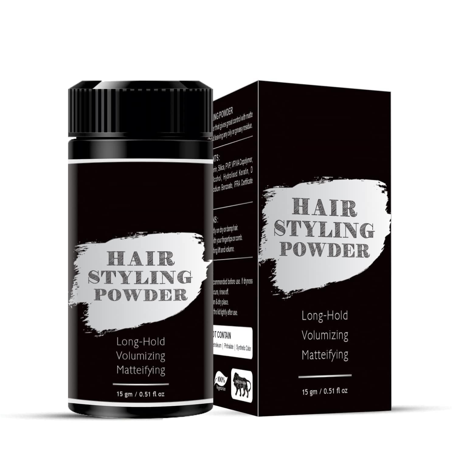 Hair Volumizing Powder Wax Strong Hold Matte Finish 24 Hrs Hold Natural Safe Hair Styling Powder 15 Gram