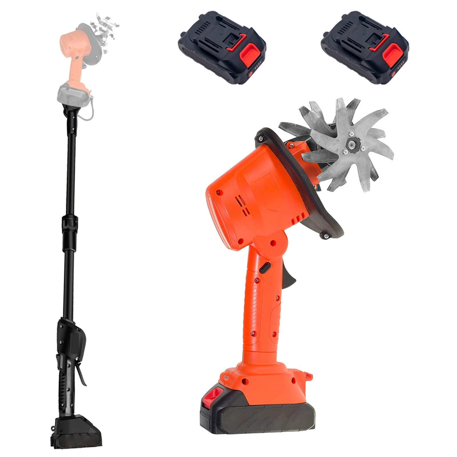 21V Cordless Mini Tiller Cultivator, Electric Garden Rotavator, 235RPM with 4 Rows of Tine 2x1.5Ah Batteries Charger 10cm Tilling Depth and 10cm Working Width for Gardening, Lawn, Greenhouse