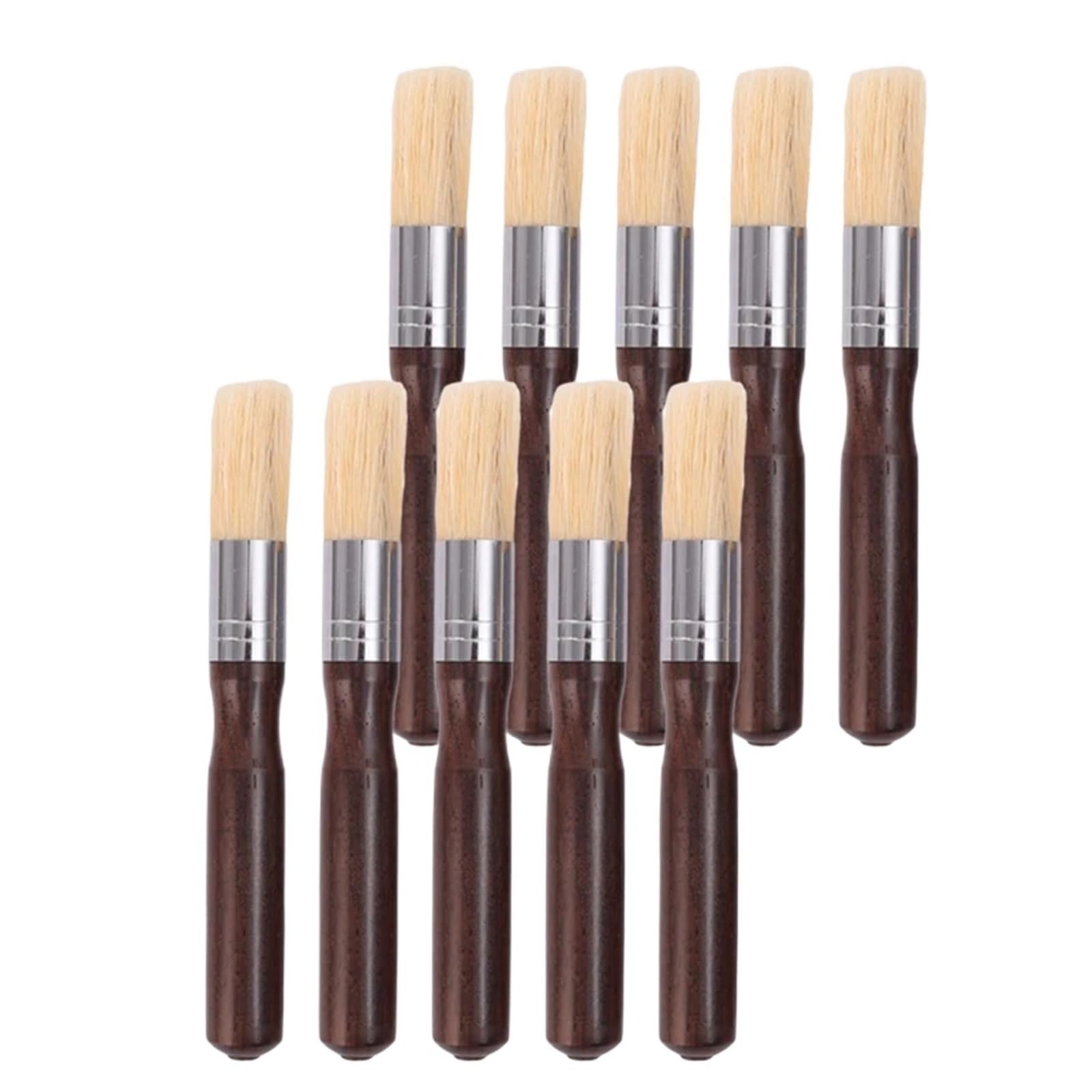 Cepillo de café de Madera con Mango Largo, Limpiador de cerdas Suaves | Cepillo de madera, 14×2×2cm, para molinillo de café, cocina y bar de café(10PCS-(Dark brown))
