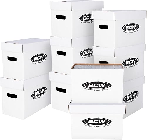Miniatura 1 de BCW Caja de almacenamiento corta para cómics, 10 unidades, papel corrugado blanco, resistencia de prueba de 200 libras, apilable, capacidad para