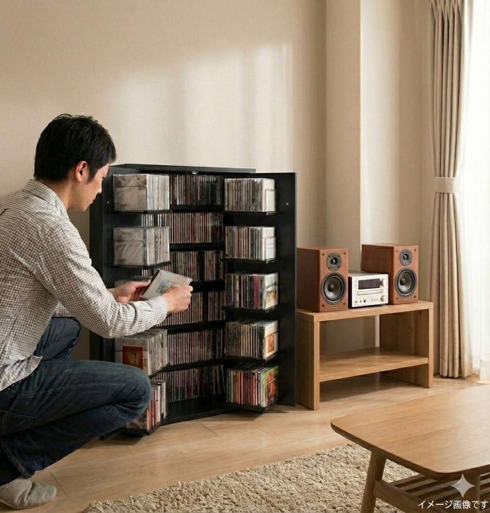 CDラック 約454枚収納 日本製 ブラック 幅59 奥行37 高さ93 Amazon.co.jp: CDラック 収納名人 CD約454枚収納 日本製 (ブラック
