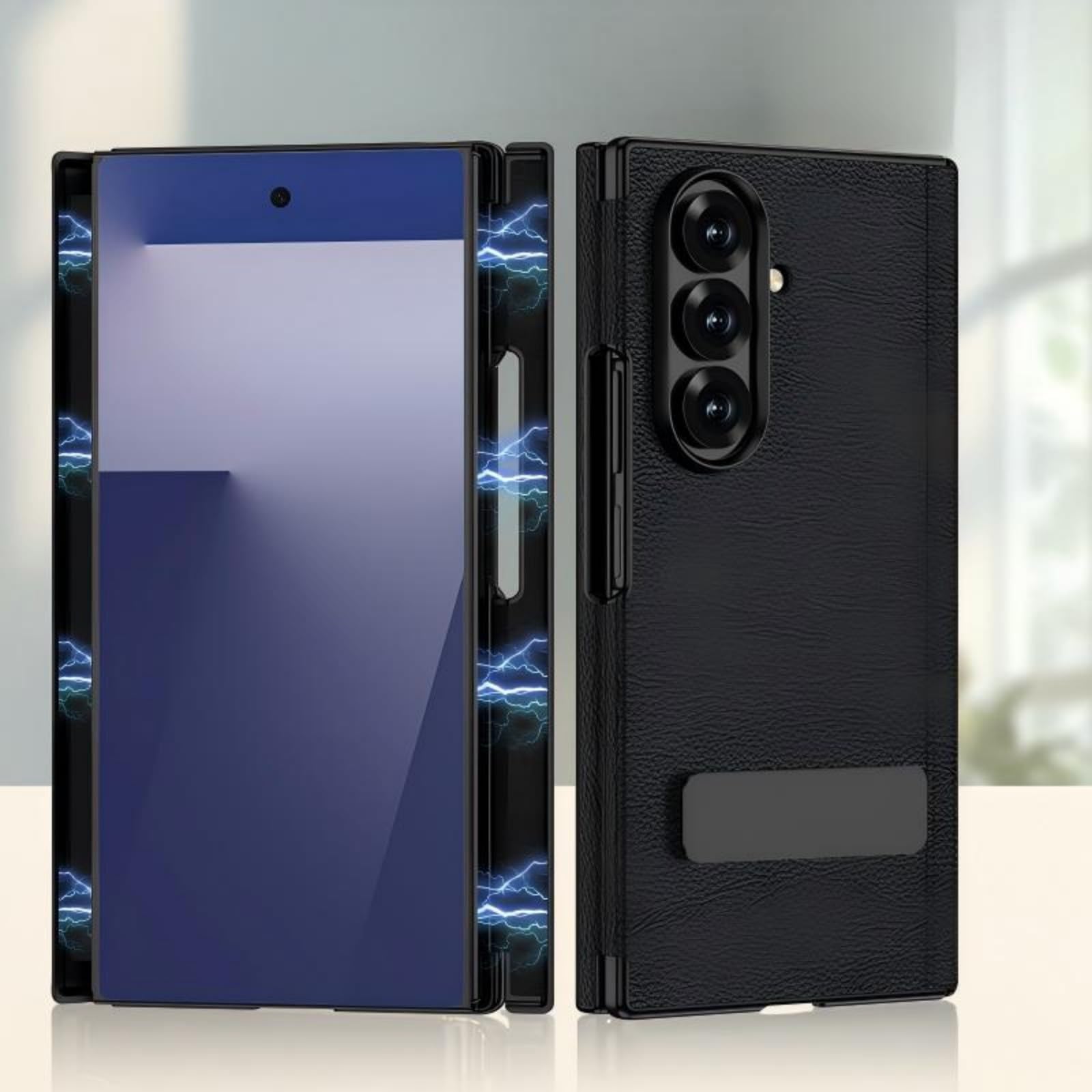 Case for Z TriFold Cover + Rotating Stand + Double Hinge,Leather Bumper Shell for Samsung Galaxy Z TriFold(2)