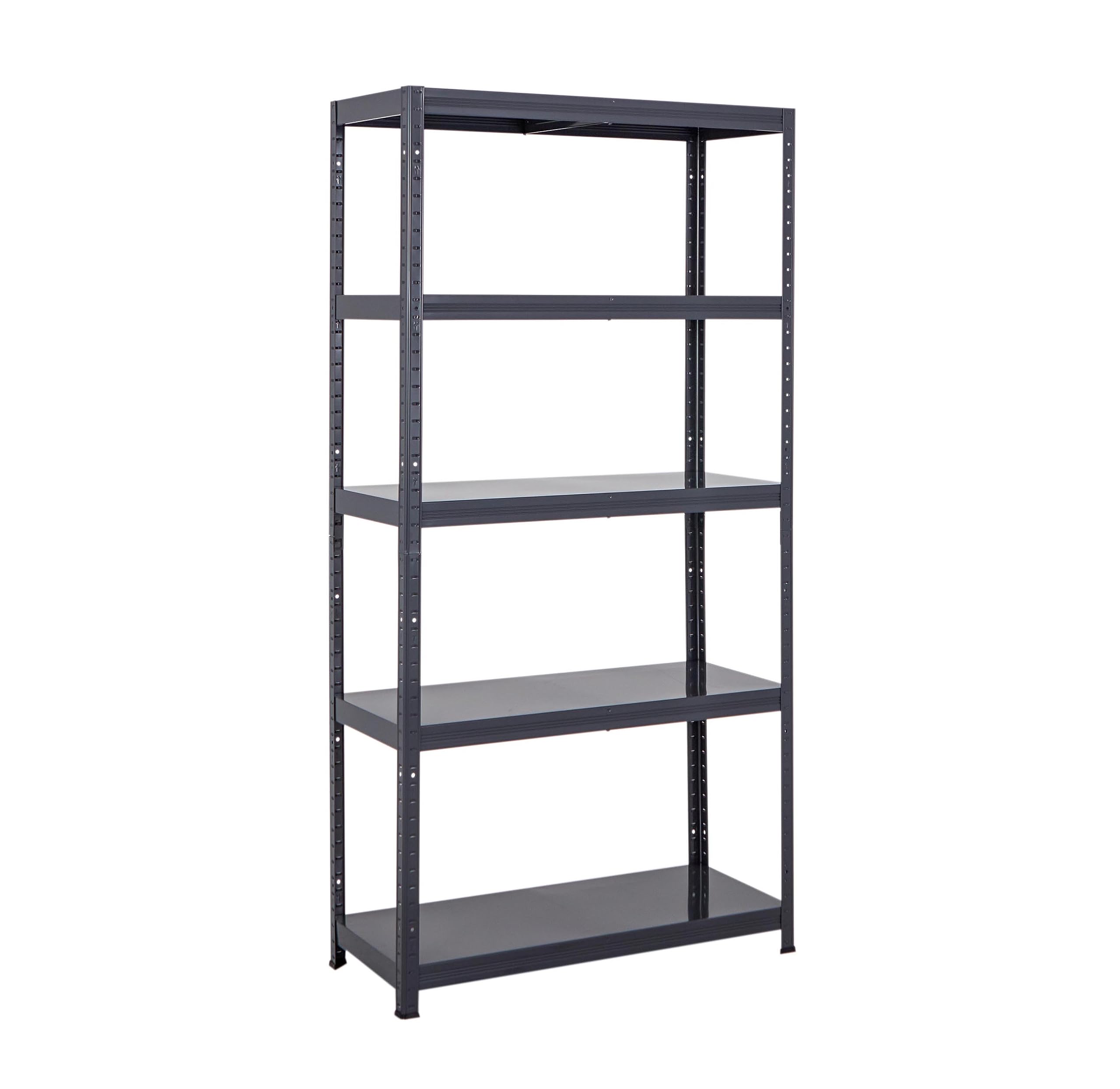 BiGDUG 5-Tier Painted Garage Shelving - Grey - Steel Shelving Boards - 1900h x 900w x 400d mm - 90kg Per Shelf UDL (450kg Per Shelving Bay)