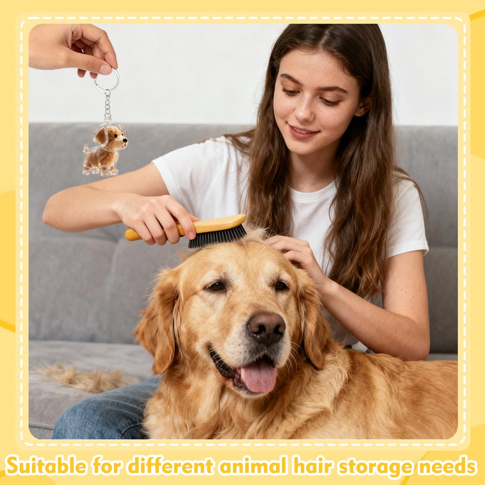Portachiavi Ricordo Peli di Cane - Figurina 3D Cane Trasparente, Capsula Conservazione Peli Animale, Regalo Creativo per Amatori di Cani Gatti, Ricordo Perdita Animale Domestico