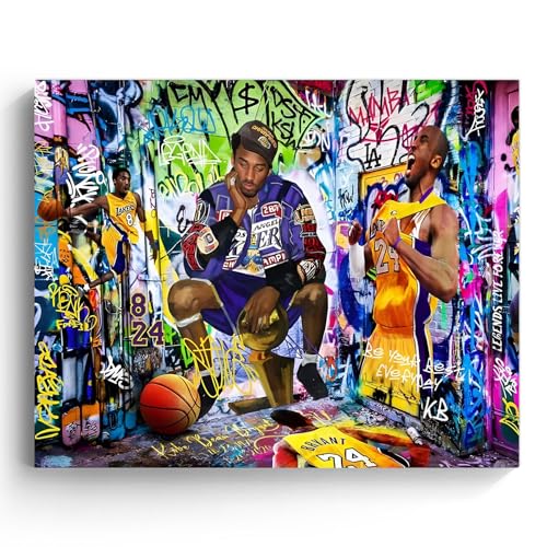 TYPTEK Kobe Bryant Graffiti Canvas Wall Art Decor Vibrant Street Art Mamba Style Poster 8 and 24 Tribute Basketball Artwork for Home Office Bedroom or Game Room Wall Decoration 8x10 in