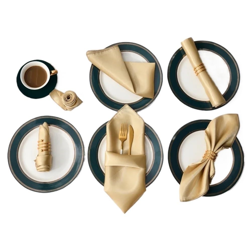 Cloth Dinner Table Napkins, Ester Dinner Napkins 12Pcs 30x30cm Multicolor Satin Table(12pcs Champagne)