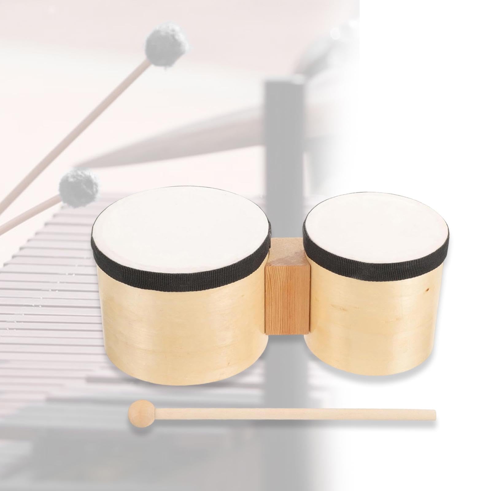 Oshhni Mini-Bongo-Trommel, Tamburine, attraktiver Klang, tragbare Holz-Handtrommel, Bongos für Erwachsene, für Aufführungen, Früherziehung 1–3