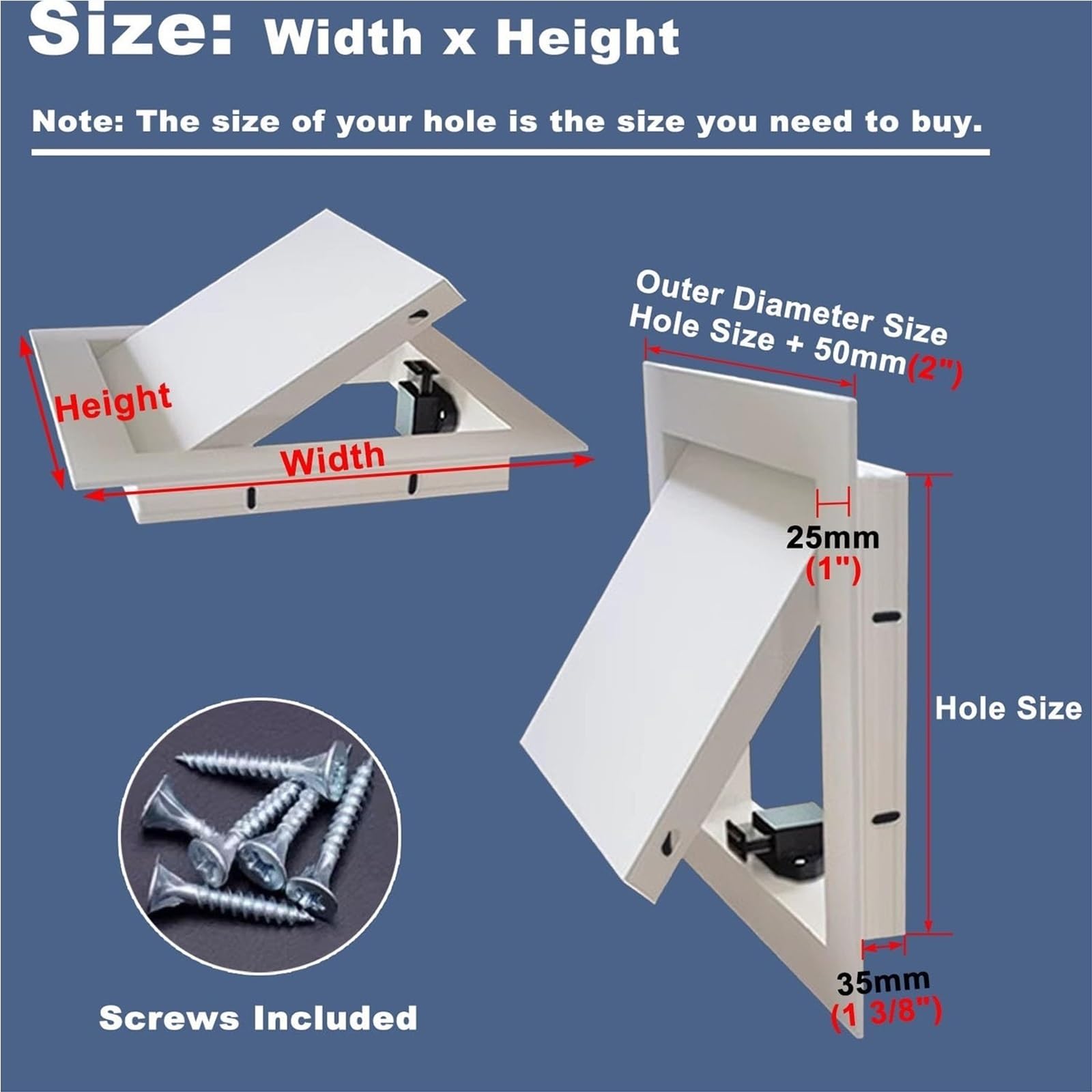 Generico Soffitto Botola Ispezione, Botola Ispezione Mansarda Metallo, per Uso residenziale e Commerciale, Installazione incorporata, Chiusura a Scatto Porta di(Bianco,22x16in(55x40cm))