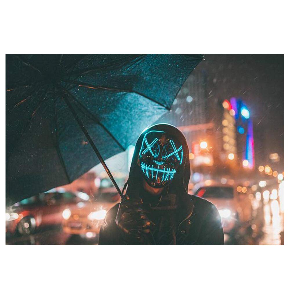 Maschera Halloween LED, Maschera Horror Luminoso per Bambini & Adulti, Maschera Spaventosa con 4 Modalità, Maschera Cosplay PVC per Festa, Carnevale, Party