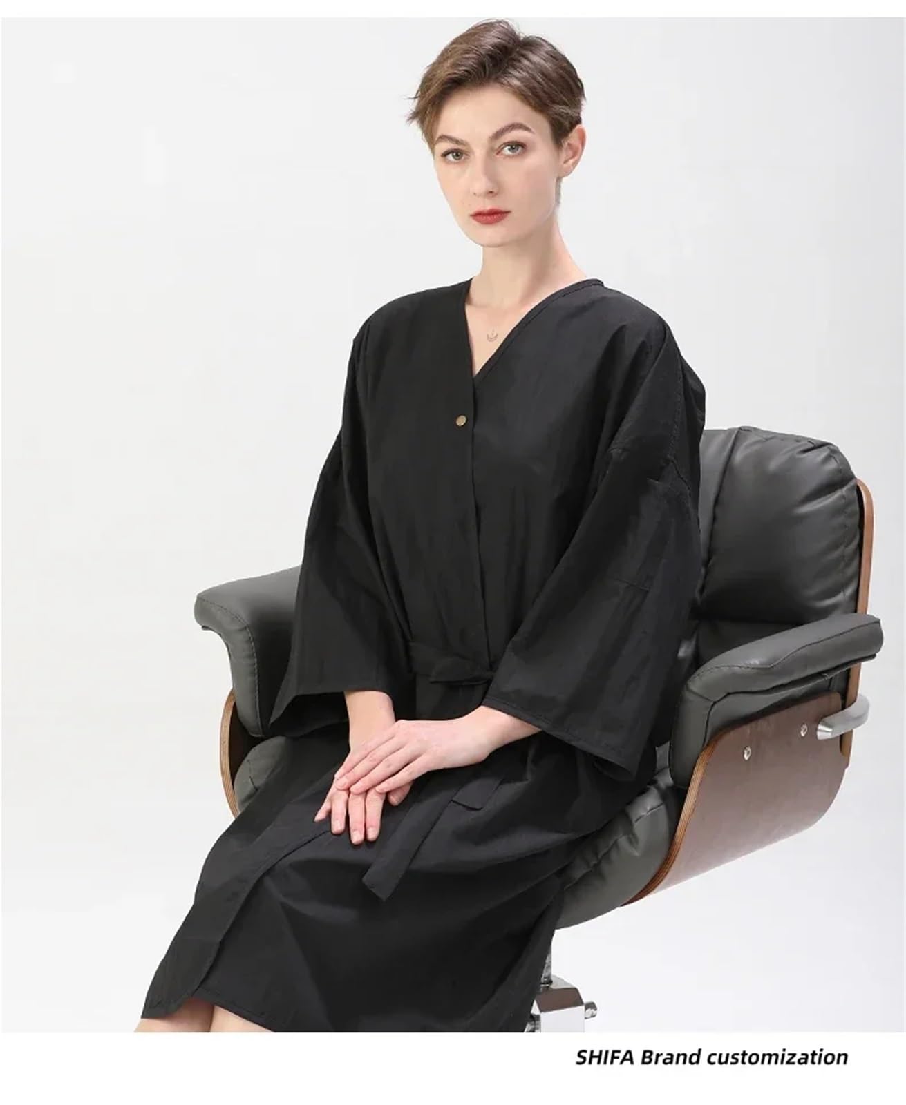 Tela para Cortar El Pelo Bata de peluquería, Bata de Cliente, Albornoces de Mujer, Capa de Corte de Pelo, Ropa de peluquería Profesional, Delantal de peluquería Capa Peluqueria(Gray)