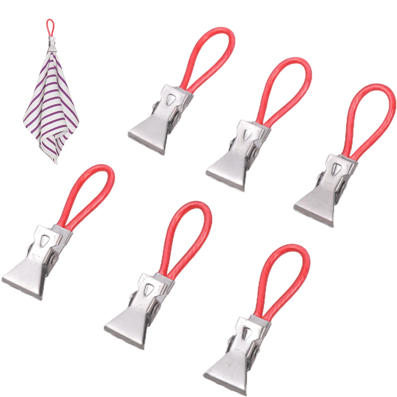 ZWWAAZHF 6Pcs Multipurpose Metal Steel Towel Clip Teas Towel Holder Clip for Securing Picnics Blankets Beach Towels Small Teas Hanging