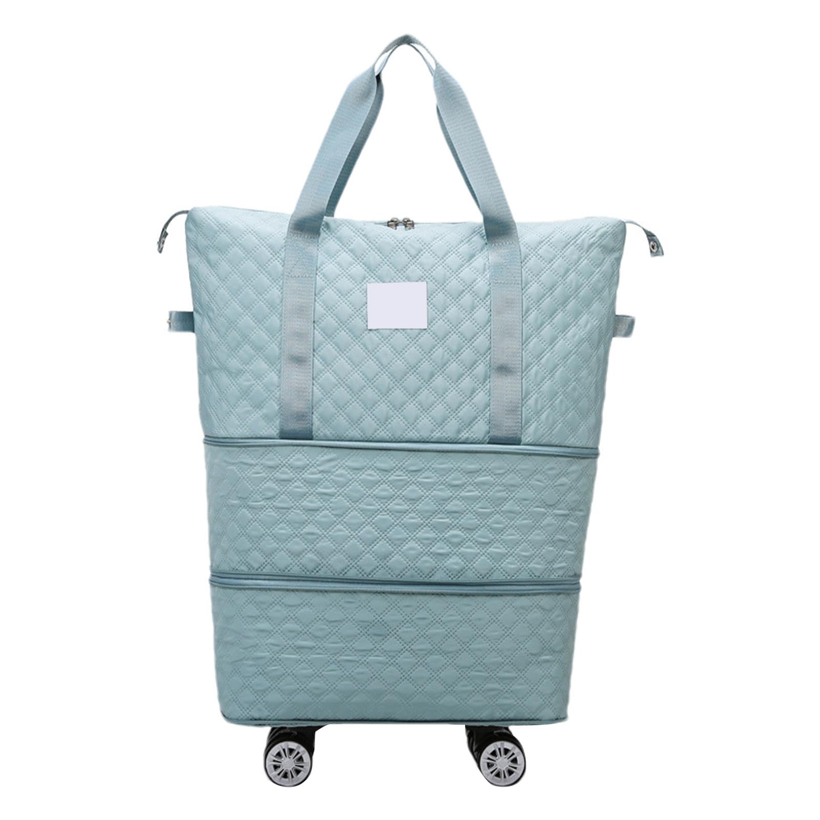 Bolsa de viaje plegable, bolsa de viaje con ruedas desmontables – Equipaje de mano expandible, bolsa de lona de gran capacidad para esposa, padres, Blue, Refer to , Unisex | de mano expandible, bolsa de de gran capacidad para esposa, padres, Blue, Refer t