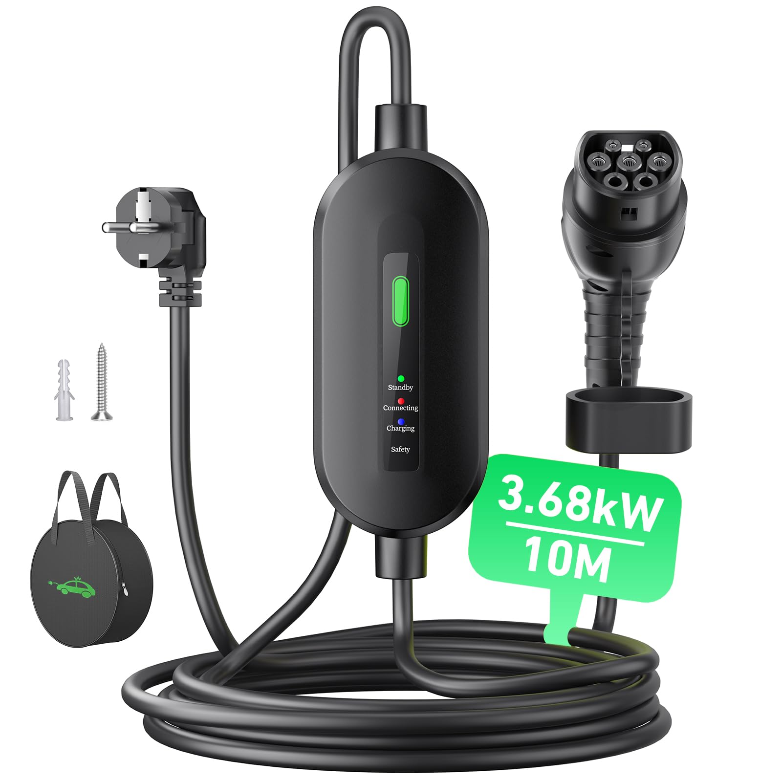 EVJUICION Ladekabel Elektroauto Typ 2 Schuko 10Meter,16A Typ 2 Ladekabel Schuko 3.68kw, Ladekabel E Auto, Ladekabel Typ 2 Schuko, EV Charger, IEC 62196-2, IP67