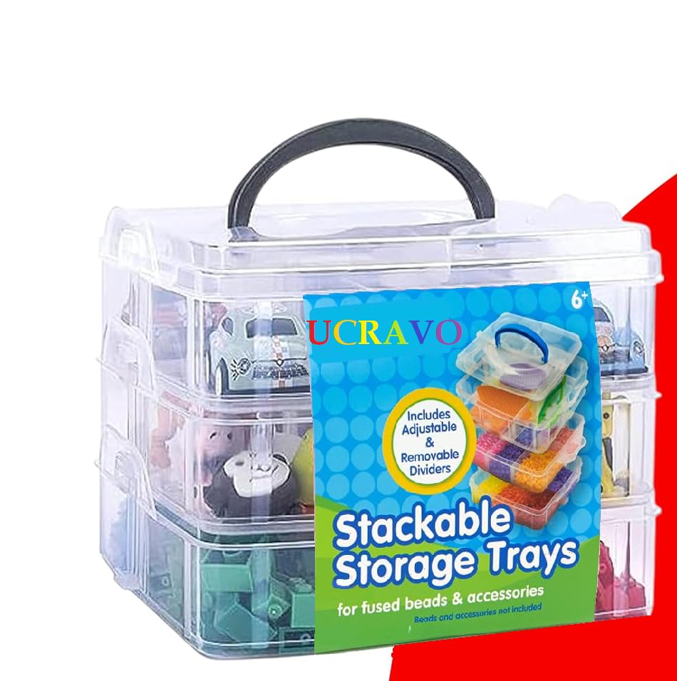 Image of UCRAVO 1 PCS 18 Grid Detachable Desktop Storage Box Transparent Plastic Storage Box, 3 Layers Jewelry Organizer Holder Cabinets for Small Objects DIY Desktop Organizer Holder Box (WHITE)