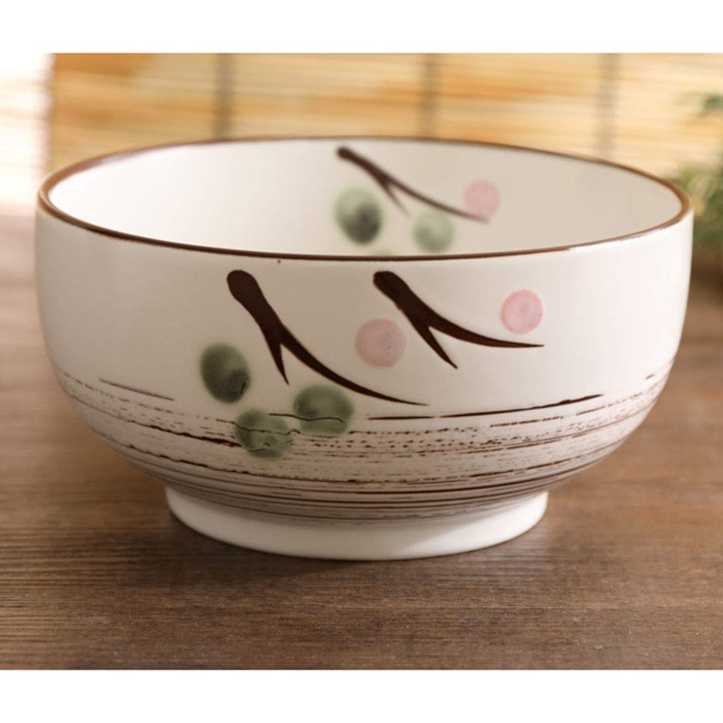 Keramikschale Mit Deckel Ramenschale Nach Japanischer Art Chinesische Restaurantschüssel Suppenschüssel Große Reisschale Mit Löffel, Essstäbchen (Color : Weiß, Size : A)