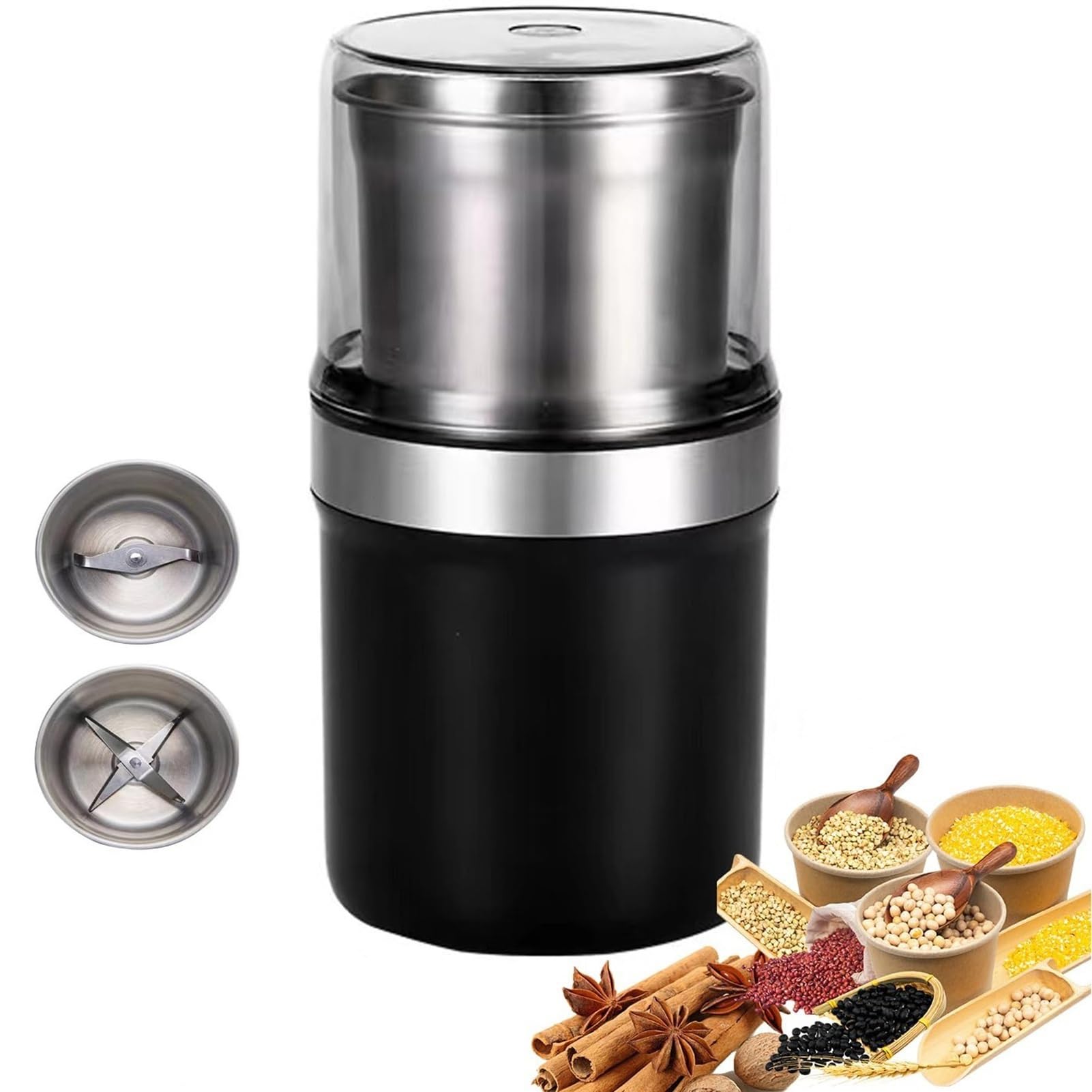 Przenośny blender do przypraw o mocy 200 W z ostrzami stali nierdzewnej | Elektryczny młynek do kawy z przyprawami, przenośny i kompaktowy elektryczny blender do przypraw