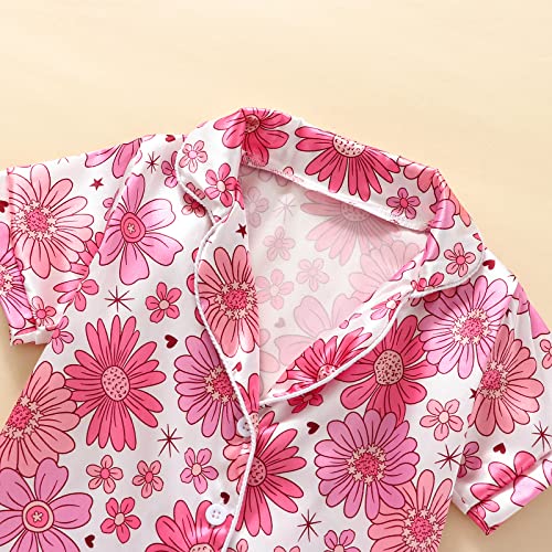 Toddler Girl Cute Long Sleeve Button Down Pajamas Set Lounge Set Sleepwear Nightwear3