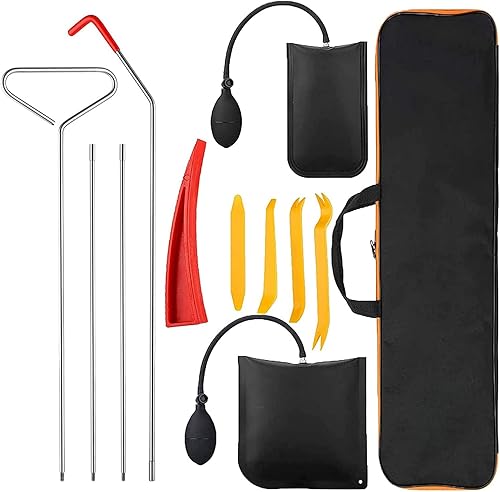 LAYUNI Kit de emergencia para automóvil de 14 piezas con cuña para Ventana de automóvil, cuña de aire agarrador de largo alcance, herramienta de