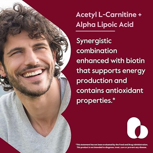 Miniatura 4 de Acetyl L-Carnitine 500 mg y ácido alfa lipoico 200 mg por cápsula con biotina 120 cápsulas vegetarianas sin estearatos vegano sin OMG sin gluten