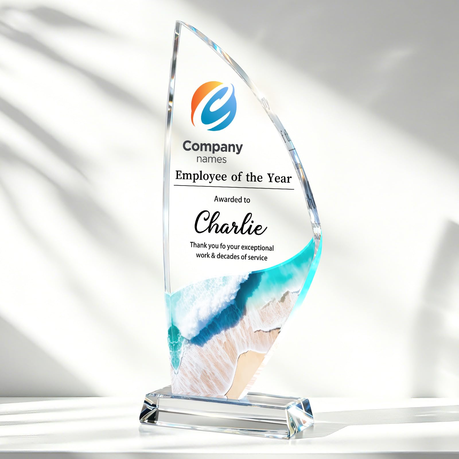 Personalized Crystal Trophy Award, Custom Awards and Trophies with Logo Photo Text, Teacher &amp; Employee Appreciation Gifts, Custom Plaque for Boss Coworker Teacher, Trophy Bulk