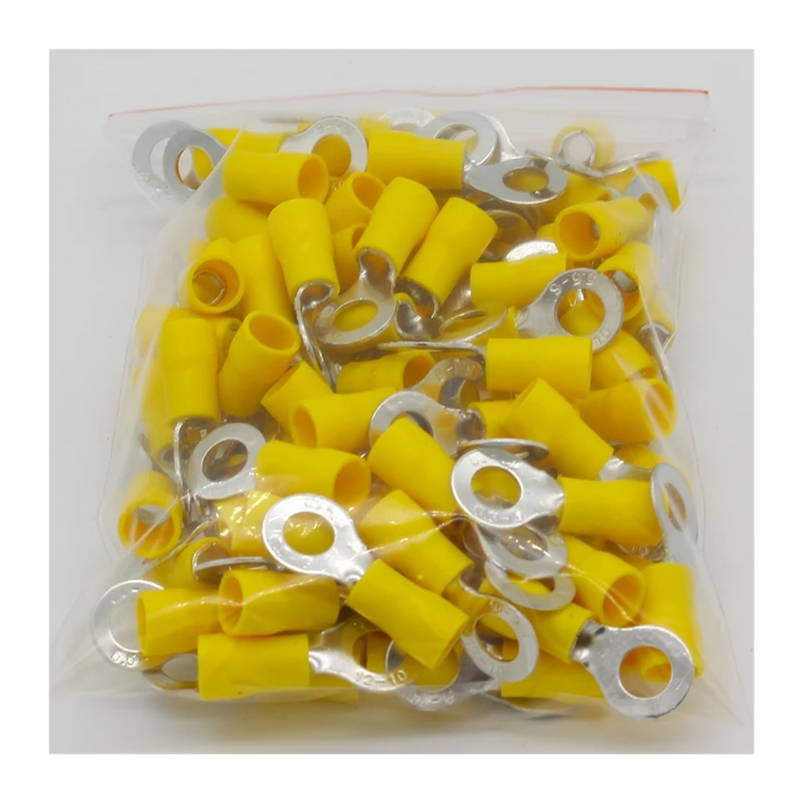 QMKADFQXF RV5.5-6 Yellow Ring insulated terminal cable Crimp Terminal suit 4-6mm2 Cable Wire Connector 100PCS/Pack RV5-6 RV